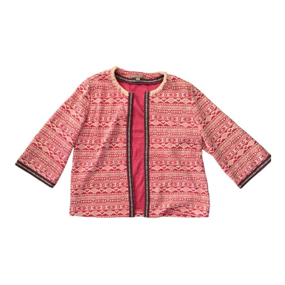 Valerie stevens pink southwestern print boho open front cardigan woman’s large